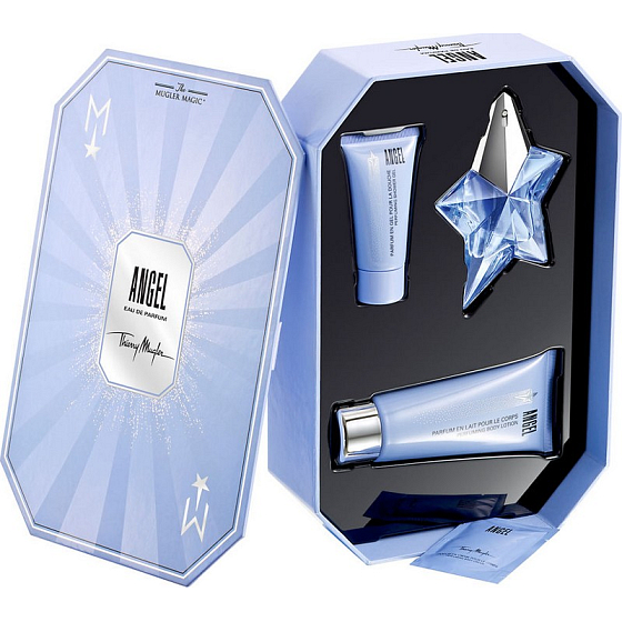 Thierry Mugler Angel toaletná voda pre ženy 25 ml + telové mlieko 100 ml + sprchový gél 30 ml + telový krém 10 ml, darčeková sada