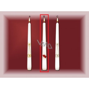 Lima Svadobné sviece Červená srdiečka sviečka biela kužeľ 22 x 250 mm