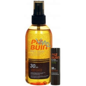 Piz Buin Wet Skin SPF30 transparentný sprej na opaľovanie 150 ml + SPF30 balzam na pery 4,9 g, duopack