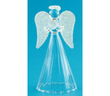 Anjel sklenený s bielymi krídlami na postavenie 9 cm