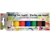 Kreativ Colour Farby na textil - svetlý materiál, perleťoá sada 7 farieb 20 g + 2 šablóny 6,5 x 2 cm