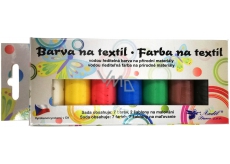 Kreativ Colour Farby na textil - svetlý materiál, perleťoá sada 7 farieb 20 g + 2 šablóny 6,5 x 2 cm
