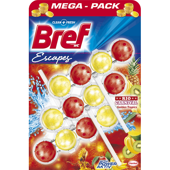 Bref Escapes Power Aktiv 4 Formula Rio Carnival Golden Tropics WC blok 3 x 50 g