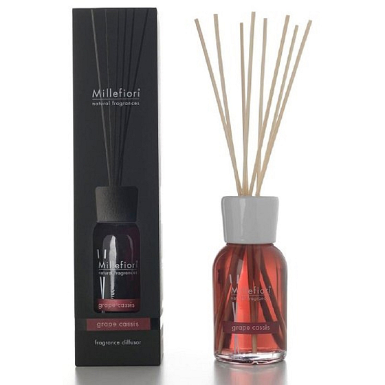 Millefiori Milano Natural Grape Cassis - Hrozno a Čierne ríbezle Difuzér 500 ml + 12 stebiel v dĺžke 35 cm do veľkých priestorov vydrží 6-7 mesiacov