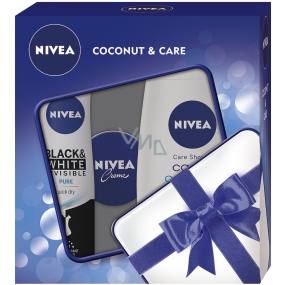 Nivea Black & White Pure antiperspirant sprej pre ženy 150 ml + Coconut & Care sprchový gél 250 ml + Nivea Creme krém 30 ml, kozmetická sada