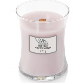 Woodwick Wild Violet - Divoká fialka vonná sviečka s dreveným knôtom a viečkom sklo stredná 275 g