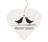 Bohemia Gifts Dekoračné drevené srdce s potlačou Šťastný domov 13 cm