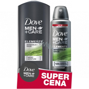 Dove Men + Care Elements Minerals & Sage sprchový gél 250 ml + dezodorant sprej pre mužov 150 ml, duopack