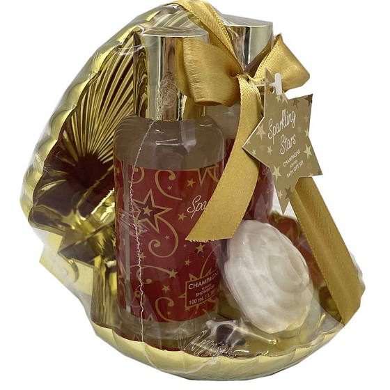 Salsa Collection Sparkling Stars telové mlieko 50 ml + sprchový gél 100 ml + mydlo 30 g, kozmetická súprava v zlatej lastúre