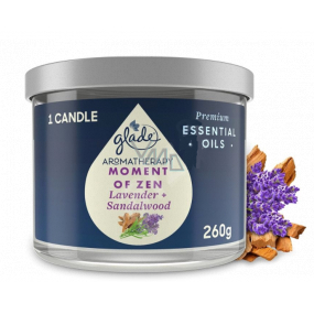 Glade Aromatherapy Moment of Zen Lavender + Sandalwood veľká sviečka v skle, doba horenia 60 h 260 g