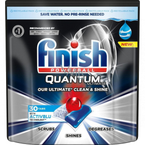 Finish Quantum Ultimate Tablety do umývačky riadu, chráni riad a poháre, prináša žiarivú čistotu, lesk 30 ks