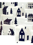 Nekupto Vianočný baliaci papier na darčeky 70 x 1000 cm Svetlo modro-šedý, domčeky, stromčeky