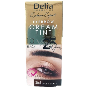 Delia Cosmetics Color Cream farbiaci krém na obočie s arganovým olejom 1.0 Black 15 ml + 15 ml