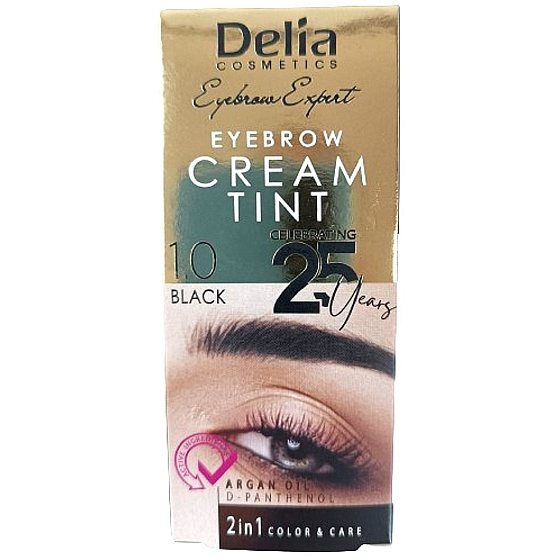 Delia Cosmetics Color Cream farbiaci krém na obočie s arganovým olejom 1.0 Black 15 ml + 15 ml
