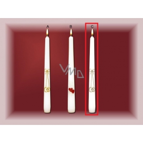 Lima Svadobné sviece Strieborné prstienky sviečka biela kužeľ 22 x 250 mm