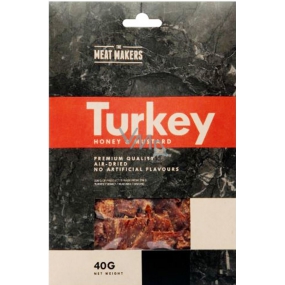 Meat Makers Turkey Jerky Honey & Mustard plátky mäsa z morčacích pŕs konzervované sušením 40 g