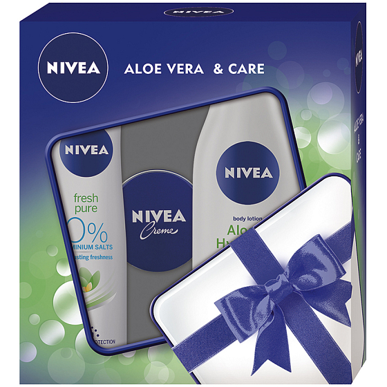 Nivea Aloe Hydration ľahké telové mlieko 250 ml + Fresh Pure deodorant sprej pre ženy 150 ml + Nivea Creme krém 30 ml, kozmetická sada