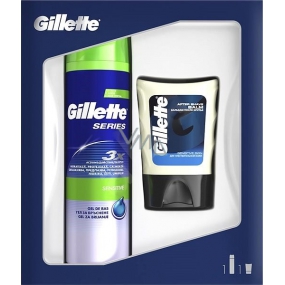 Gillette Series Sensitive gél na holenie 200 ml + balzam po holení 75 ml, kozmetická sada pre mužov