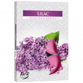 BISPOL Aura Lilac - Orgován vonné čajové sviečky 6 kusov