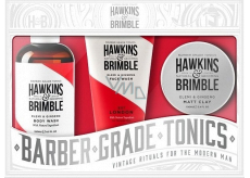 Hawkins & Brimble Men sprchový gél 250 ml + zmatňujúci pomáda na vlasy 100 ml + umývací gél na tvár 150 ml, kozmetická sada pre mužov