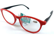 Berkeley Dioptrické okuliare na čítanie +4,0 plastové červené, čierne chrániče 1 kus MC2253