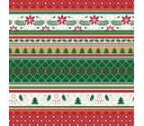 Präsenta Darčekový baliaci papier 70 x 200 cm Vianočná zelená, červená, biele stuhy, vianočné vzory