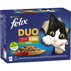 Felix Fantastic DUO kapsičky pre mačky, výber v želé so zeleninou 12× 85 g