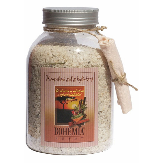 Bohemia Gifts Škorica a Agát s afrodiziakálnou vôňou soľ do kúpeľa 1,2 kg