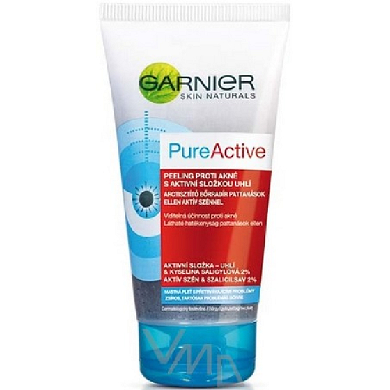 Garnier Skin Naturals Pure Active peeling proti akné s aktívnou zložkou uhlie 150 ml
