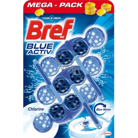 Bref Blue Aktiv Chlorine WC blok na hygienickú čistotu a sviežosť Vašej toalety, obarvuje vodu do modrého odtieňa 3 x 50 g