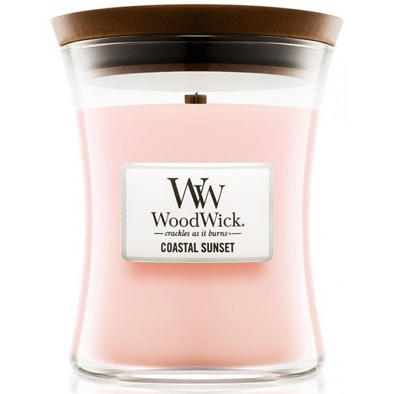 WoodWick Coastal Sunset - Západ slnka na pobreží vonná sviečka s dreveným knôtom a viečkom sklo stredná 275 g