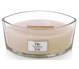 Woodwick White Honey - Biely med vonná sviečka s dreveným širokým knôtom a viečkom loď 453 g