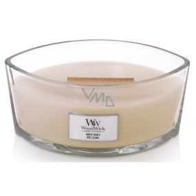 WoodWick White Honey - Biely med vonná sviečka s dreveným širokým knôtom a viečkom loď 453 g