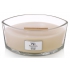 WoodWick White Honey - Biely med vonná sviečka s dreveným širokým knôtom a viečkom loď 453 g
