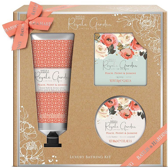 Baylis & Harding Royal Garden sprchový krém 130 ml + toaletné mydlo 150 g + telové maslo 100 ml, kozmetická sada pre ženy