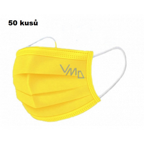 Shield Rúška 3 vrstvová ochranná zdravotné netkaná jednorazová, nízky dýchací odpor 50 kusov žltá