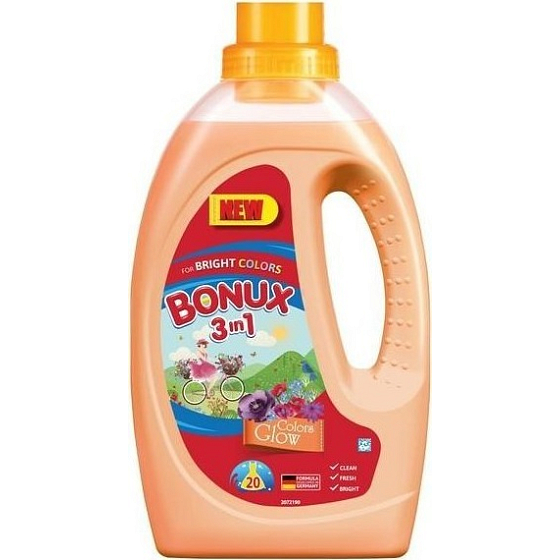 Bonux Colors Glow 3v1 tekutý prací gél na farebné oblečenie 20 dávok 1,1 l