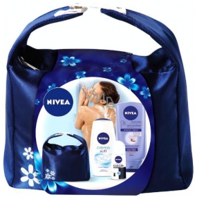 Nivea Shower Smooth sprchový gél 250 ml + antiperspirant roll-on 50 ml + telové mlieko do sprchy 400 ml + taška, pre ženy kozmetická sada