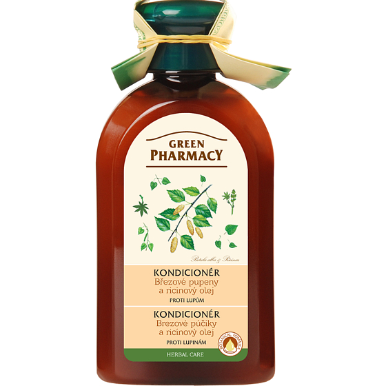 Green Pharmacy Brezové púčiky a Ricínový olej kondicionér proti lupinám 300 ml