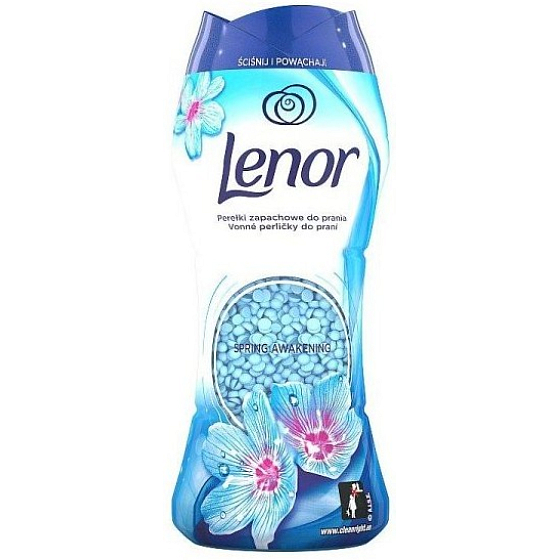 Lenor Spring Awakening vôňa jarných kvetov, pačuli a cédru voňavé perličky do bubna práčky 140 g