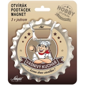 Nekupto Hobby 3v1 otvárač, podtácek, magnet Vášnivý kuchár 10 cm