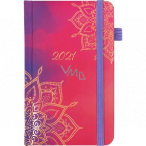 Albi Diary 2022 Vreckový diár s gumičkou Mandala 15 x 9,5 x 1,3 cm