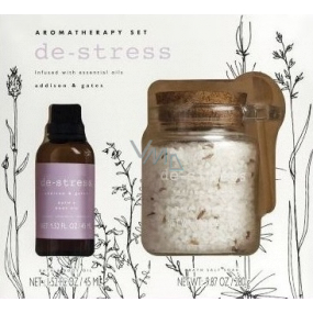 Somerset Toiletry Aromatherapy Anti-stress Levanduľa, Rumanček, Citrónová tráva telový a kúpeľový olej 45 ml + kúpeľová soľ 280 g, kozmetická sada