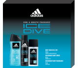 Adidas Ice Dive parfumovaný dezodorant 75 ml + dezodorant v spreji 150 ml + sprchový gél 250 ml, kozmetická sada pre mužov