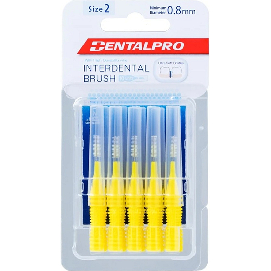 DentalPro medzizubný kartáčik rovný 0,8 mm žlté, 10 kusov