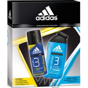 Adidas Action 3 Sport Energy antiperspirant dezodorant sprej 150 ml + sprchový gél 250 ml, kozmetická sada
