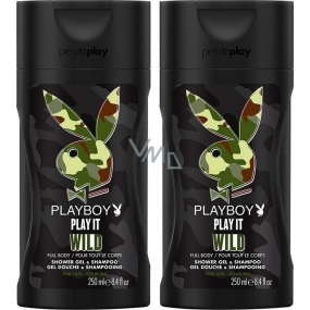 Playboy Play It Wild for Him 2v1 sprchový gél a šampón 2 x 250 ml, duopack pre mužov