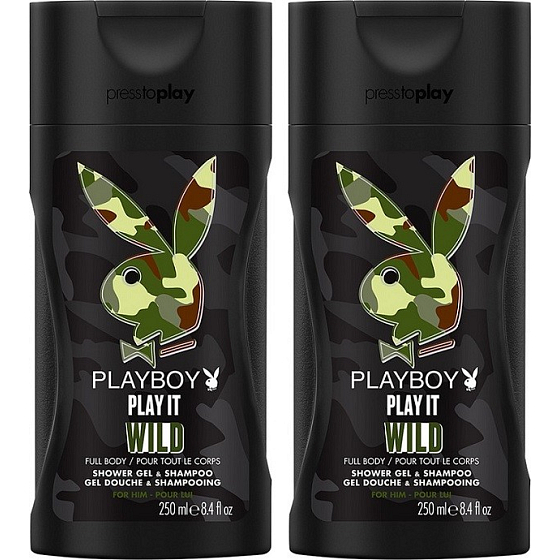 Playboy Play It Wild for Him 2v1 sprchový gél a šampón 2 x 250 ml, duopack pre mužov