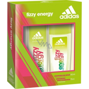 Adidas Fizzy Energy parfumovaný dezodorant sklo pre ženy 75 ml + dezodorant sprej 150 ml, kozmetická sada