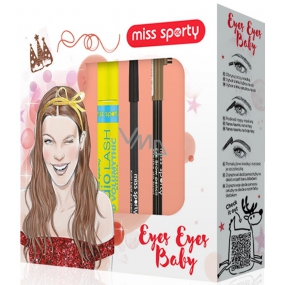 Miss Sporty Studio Lash 3D Volumythic riasenka 001 Black 8 ml + ceruzka na oči 1,2 g + ceruzka na obočie 1,8 g, kozmetická sada